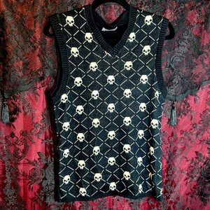 Late 1990’s, Skull argyle vest. Medium/Large